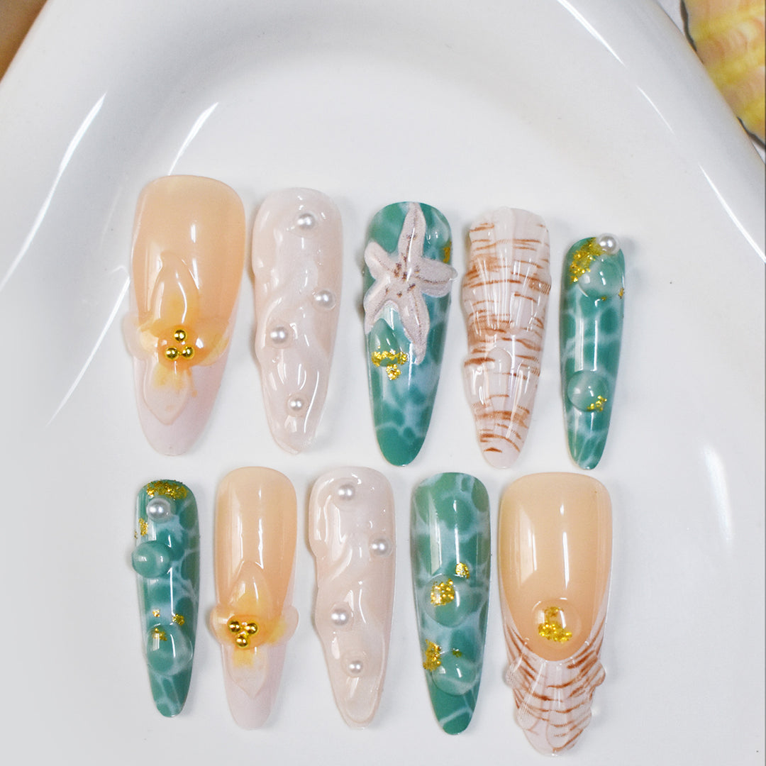 Thematic Ocean-Inspired Press-On Nail Extensions Kalsten