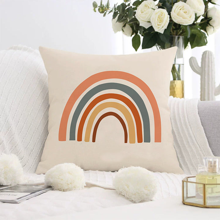 Decorative square pillow cover with abstract line drawing and cotton-linen mix Kalsten