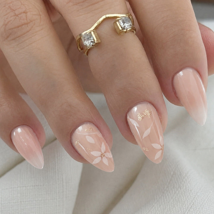 Elegant Floral Design Acrylic Nail Extensions Kalsten