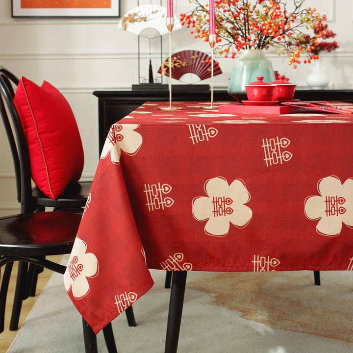 Festive Floral Pattern Table Cover