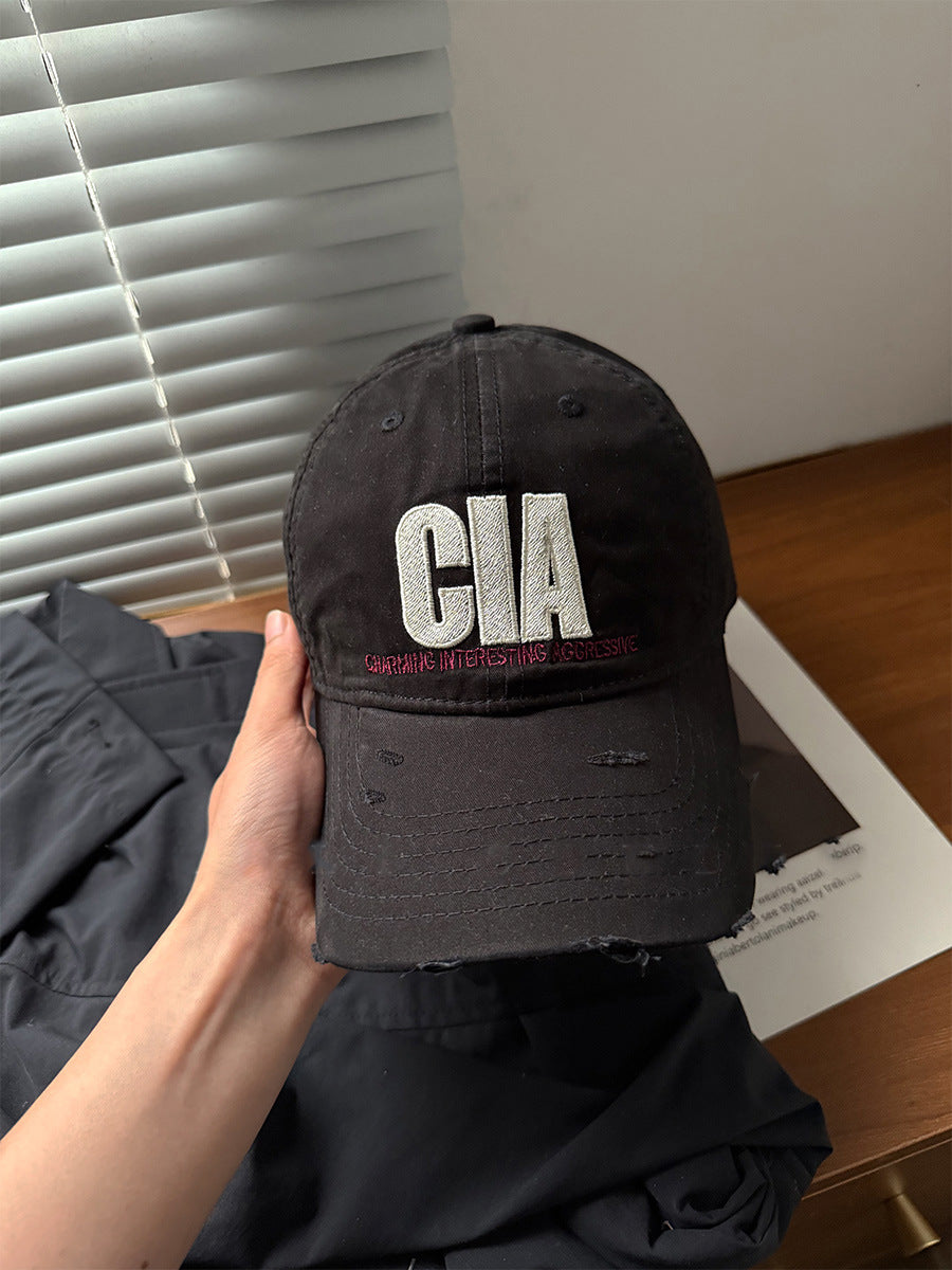 Distressed Cotton Logo Baseball Cap