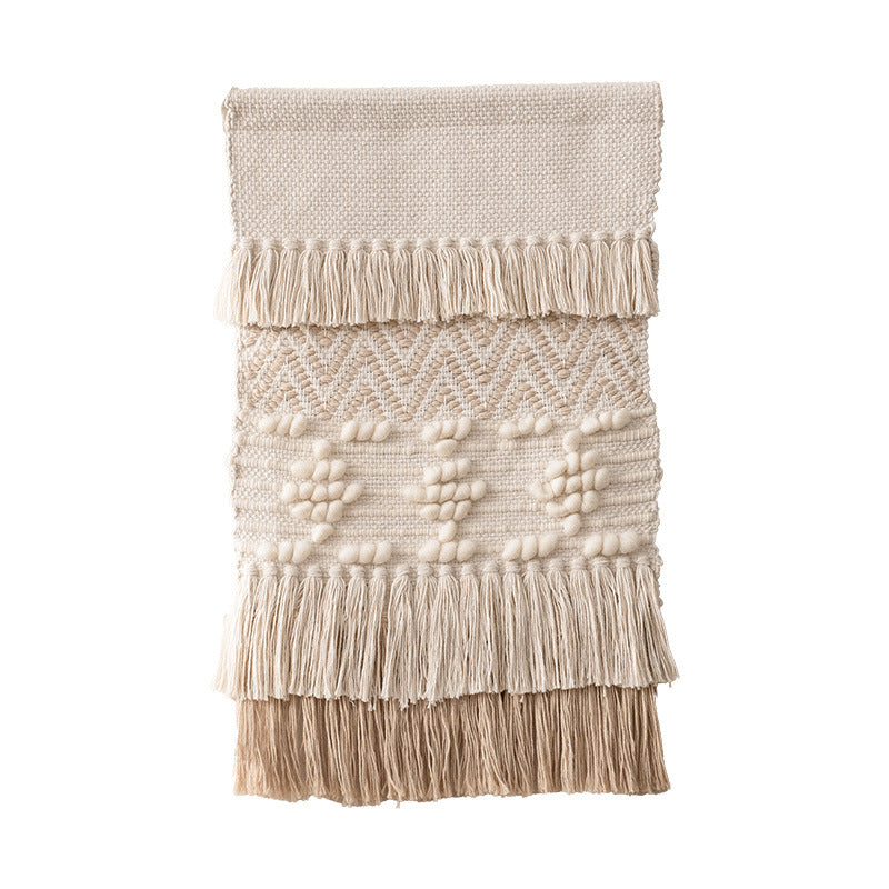 Boho Wall Hanging Macrame with Hand-Knotted Fringes and Woven Cable Patterns Kalsten