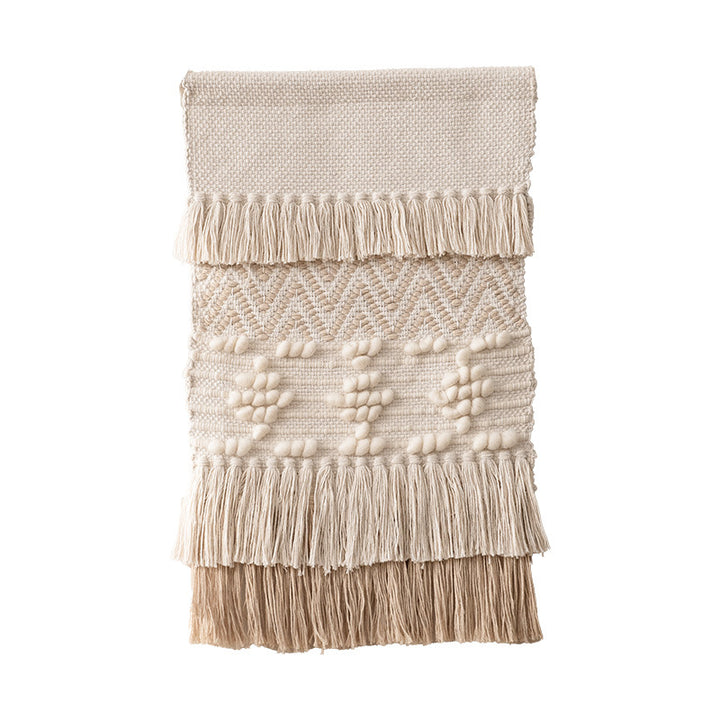 Boho Wall Hanging Macrame with Hand-Knotted Fringes and Woven Cable Patterns Kalsten
