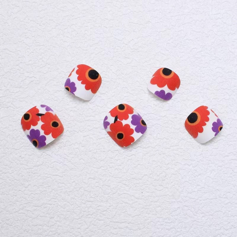 Creative Floral Print Press-On Toenails Kalsten