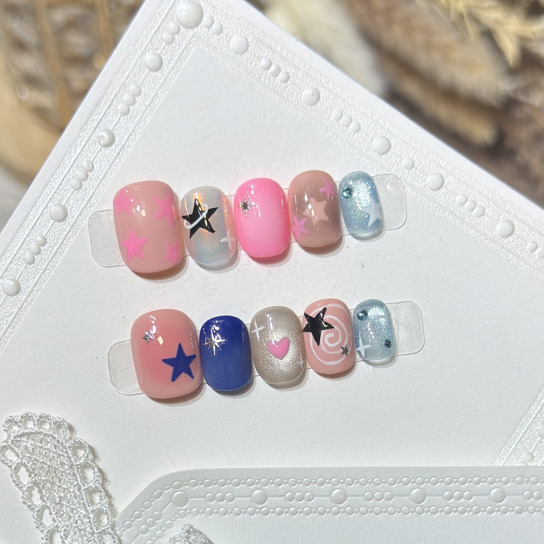 Decorative Nail Art Set with Star and Heart Accents Kalsten