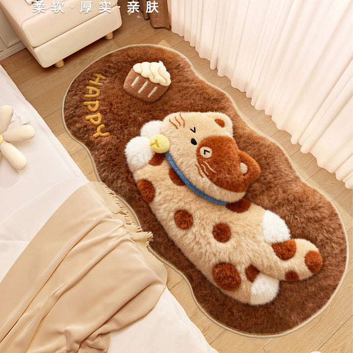 Cute Cartoon Cat-Themed Plush Area Rug