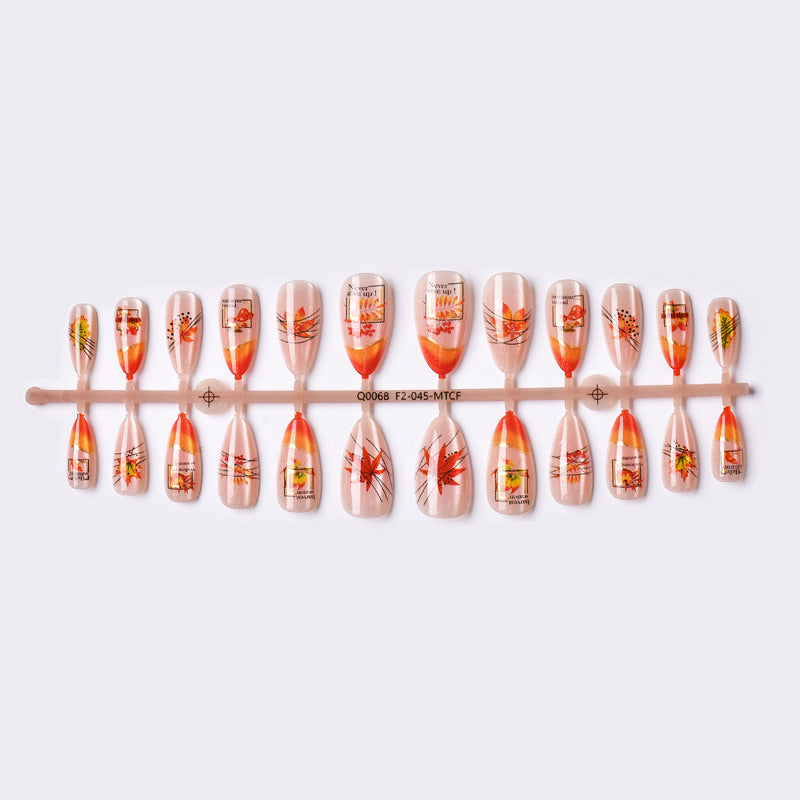 Autumn-Themed Press-On Nail Art Set