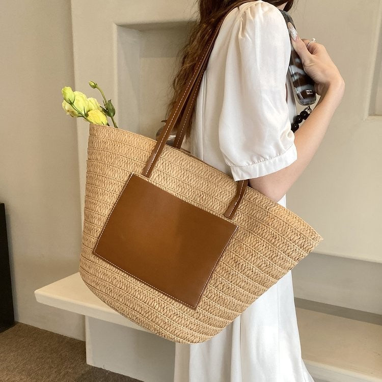 Trendy Rattan Bag with Leather Accents Kalsten
