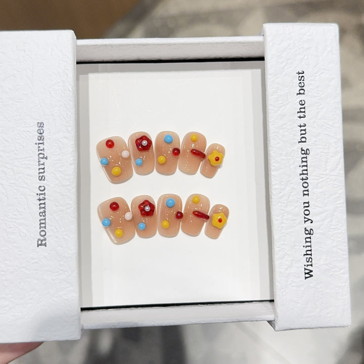 Artificial nails with colorful 3D accents Kalsten