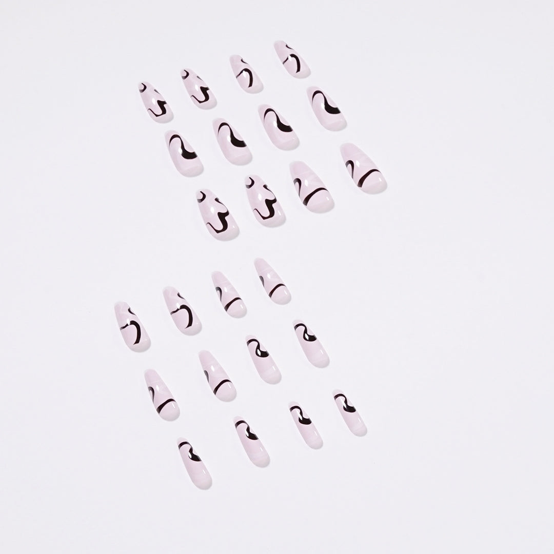 Artful nail extensions with elegant curved patterns Kalsten