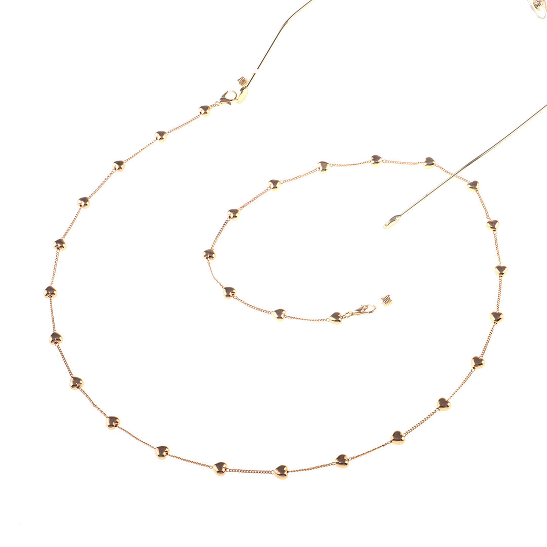 Fashionable glasses strap made of stainless steel with heart pendants Kalsten