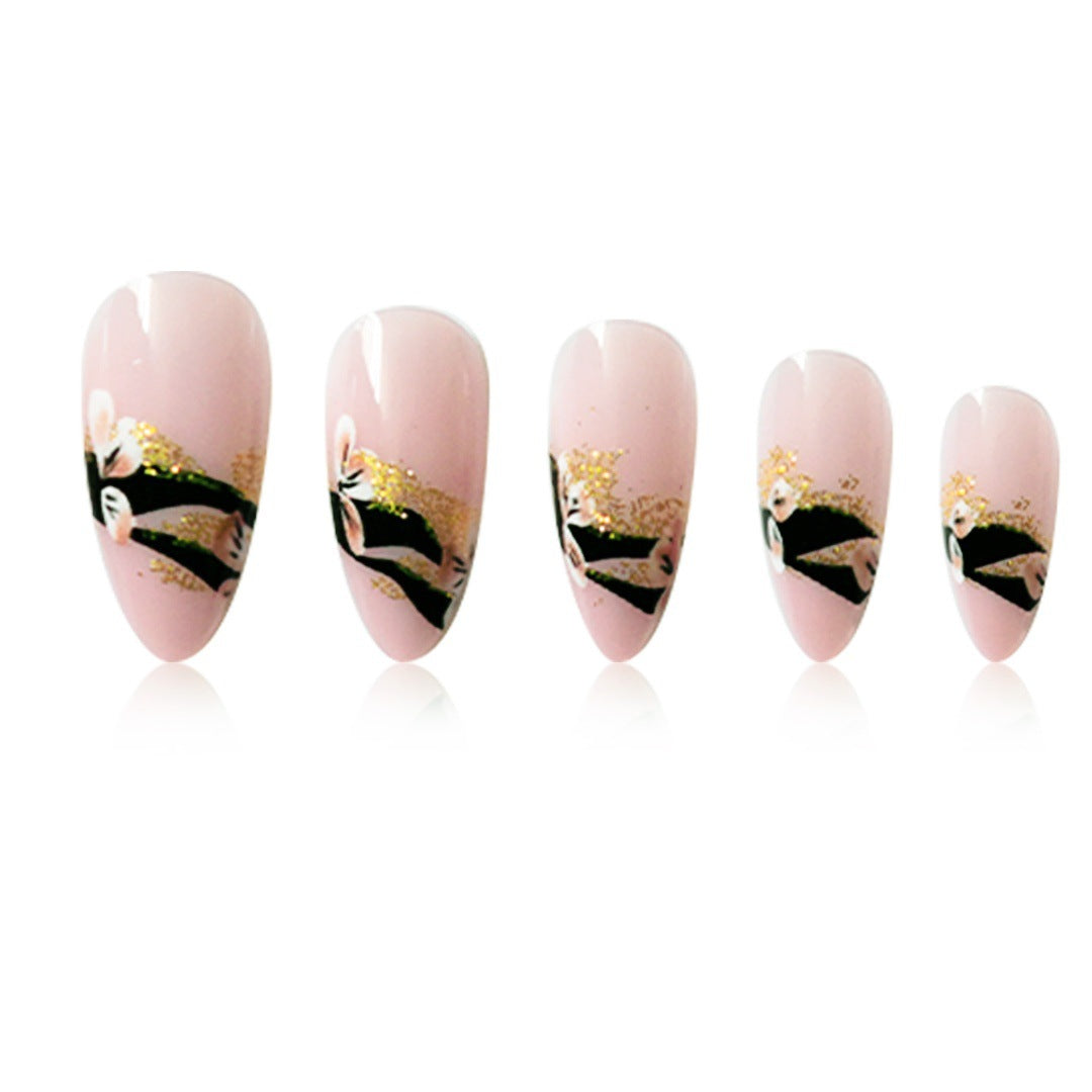 Artistic Floral Glittered Press-On Nails Kalsten