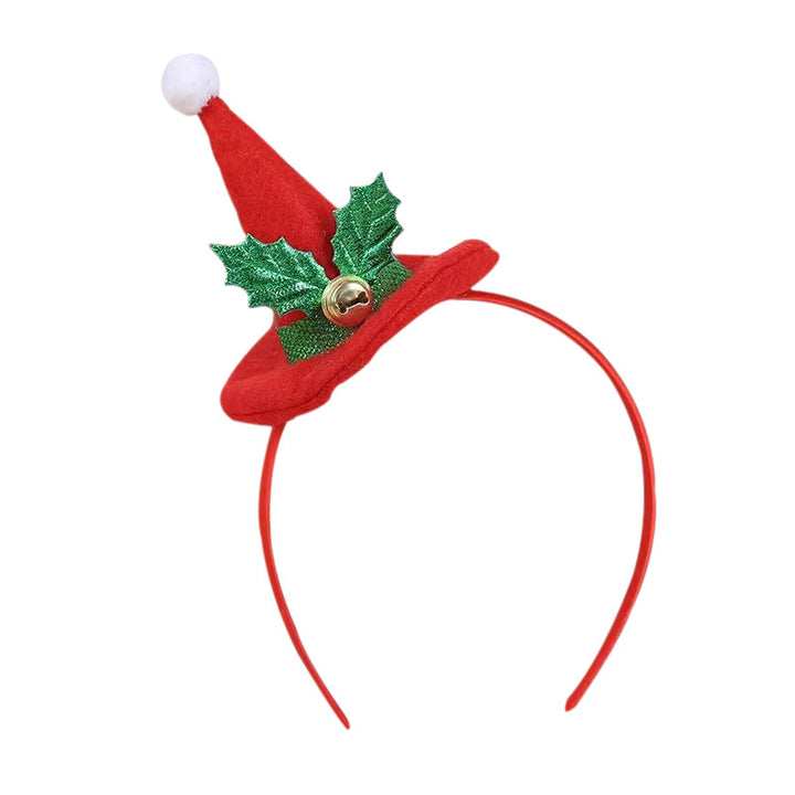 Christmas headband with Santa hat and plant motif