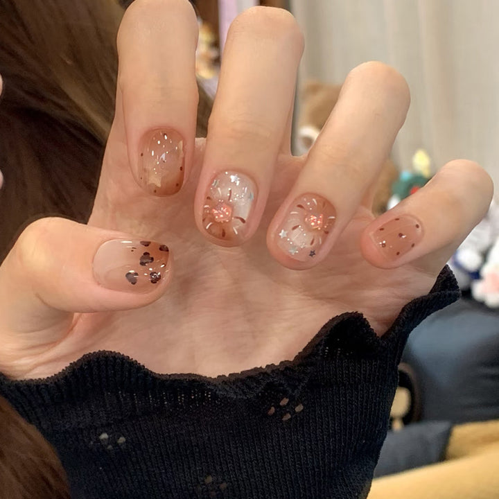 Elegant Floral Press-On Nail Art Kalsten