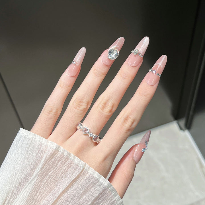 Artistic Crystal-Embellished Press-On Nail Design Kalsten