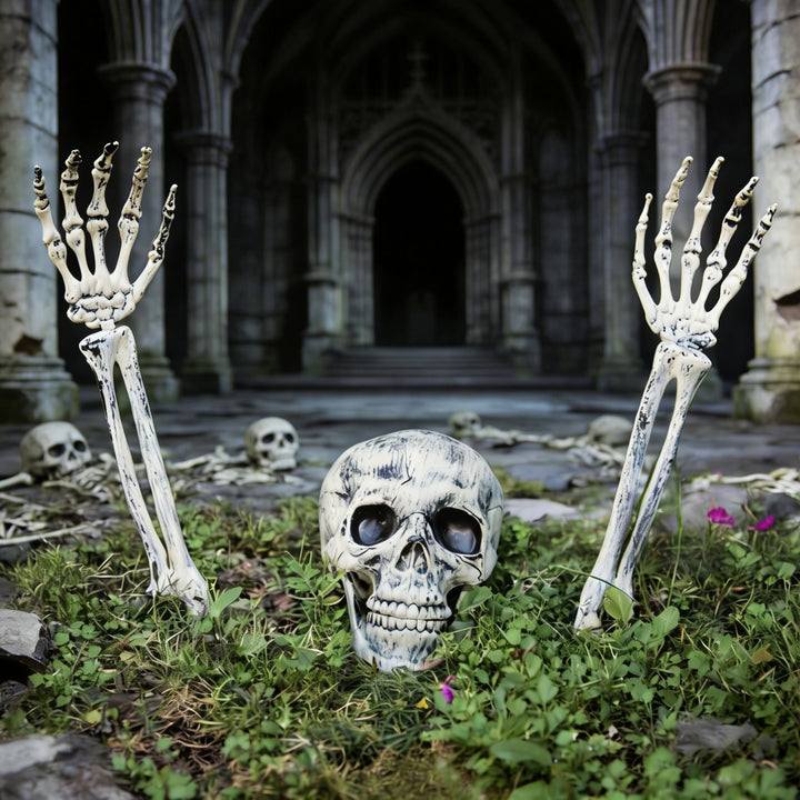 Creepy skeleton garden stakes