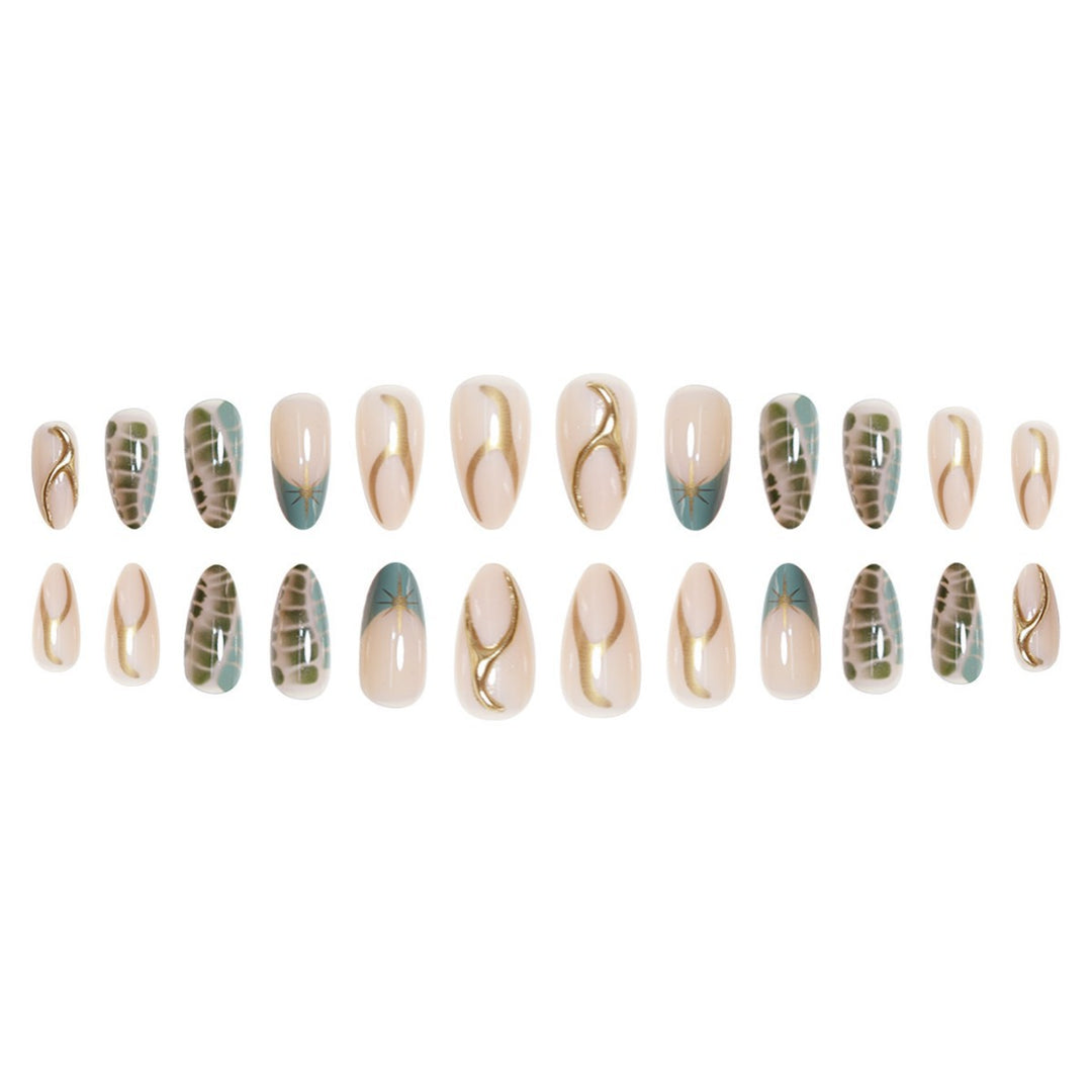 Artistic Almond-Shaped Press-On Nail Extensions Kalsten