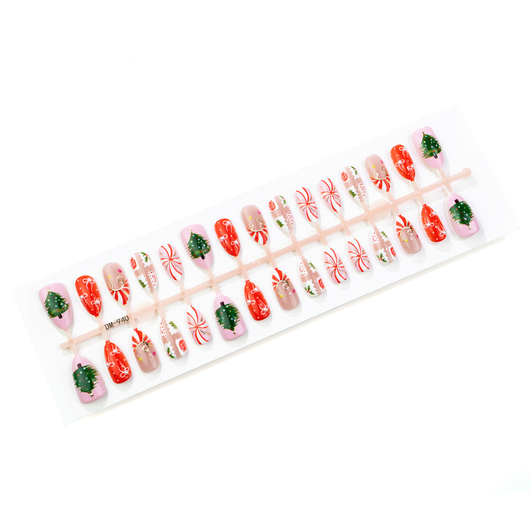 Festive Holiday-Themed Press-On Nail Art Set Kalsten 1790636430