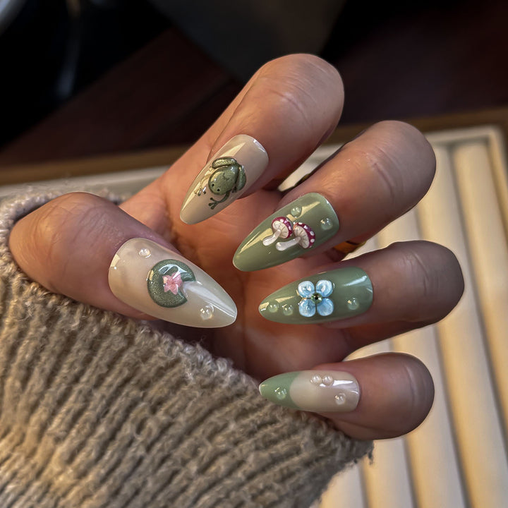 Nature-Themed Artistic Press-On Nails Kalsten