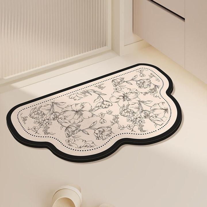 Elegant Floral Print Kitchen Mat