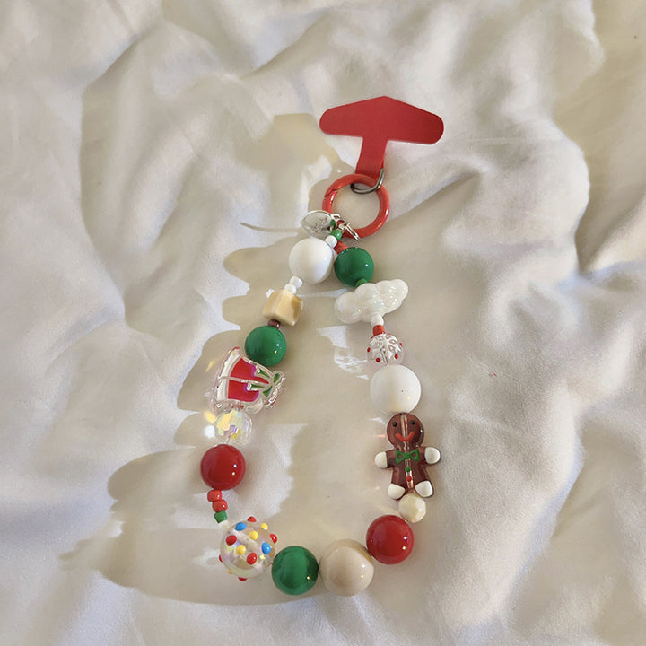 Whimsical Holiday-Themed Beaded Charm Keychain Kalsten