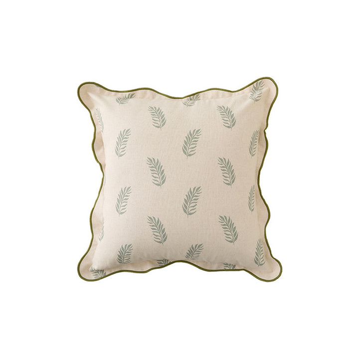 Square decorative cushion cover with wavy edge and botanical print Kalsten