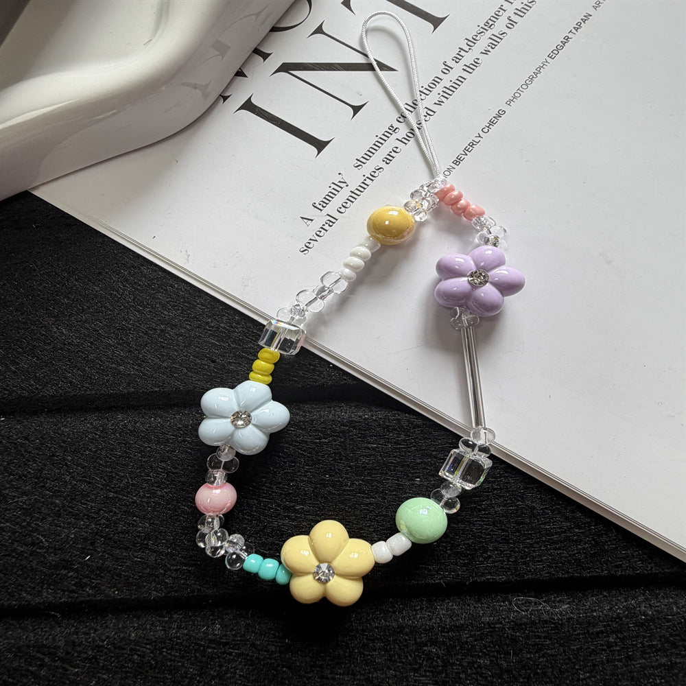 Flower-Themed Beaded Phone Lanyard Kalsten