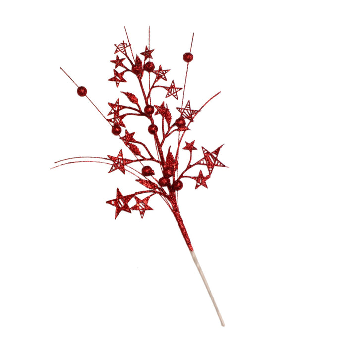 Unisex decorative deco branch with star and berry appliqués, flexible branch structure Kalsten