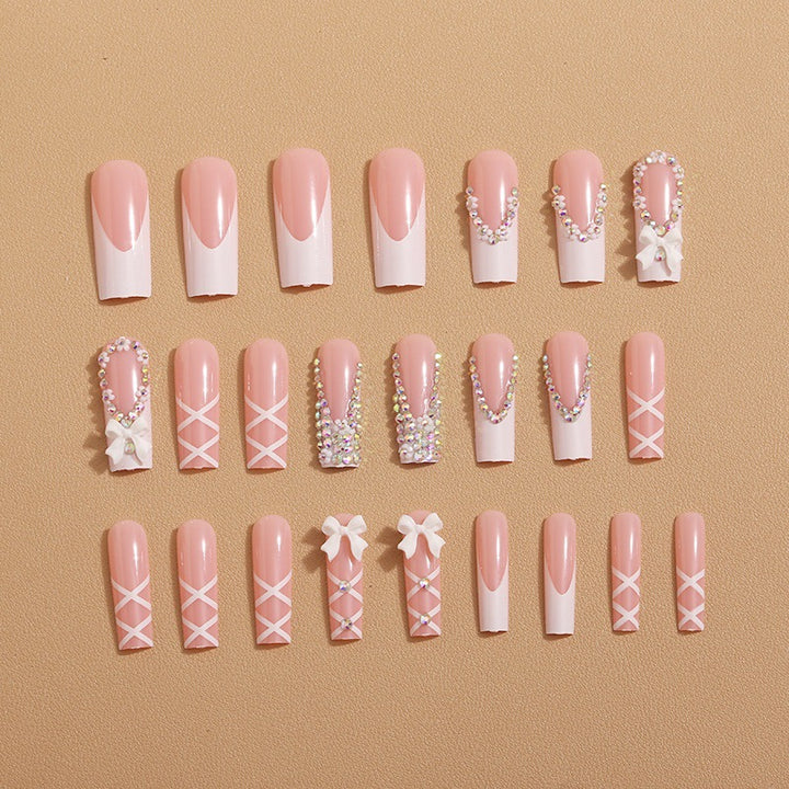 Elegant artificial nails with rhinestones and floral design Kalsten