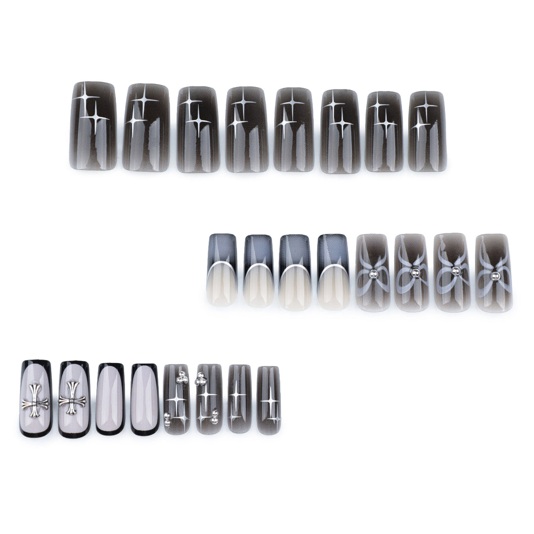 Artful acrylic nails with unique jewelry embellishments Kalsten