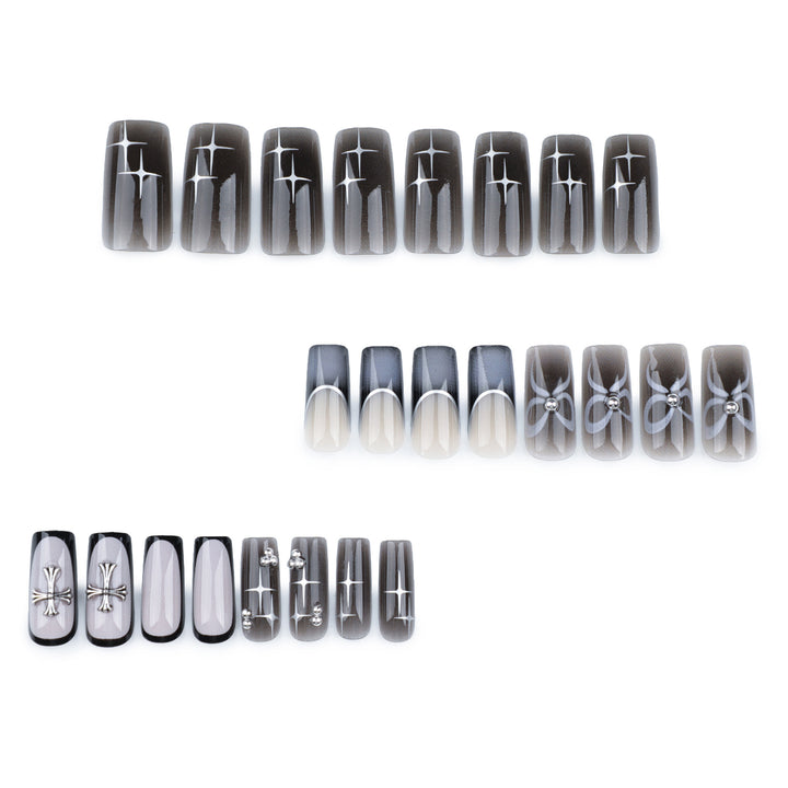 Artful acrylic nails with unique jewelry embellishments Kalsten