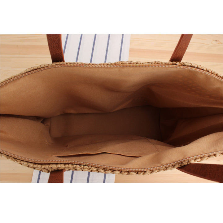 Elegant Bast handbag with leather handles Kalsten
