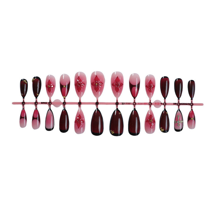 Artificial nail set with elegant flower and glitter decorations Kalsten