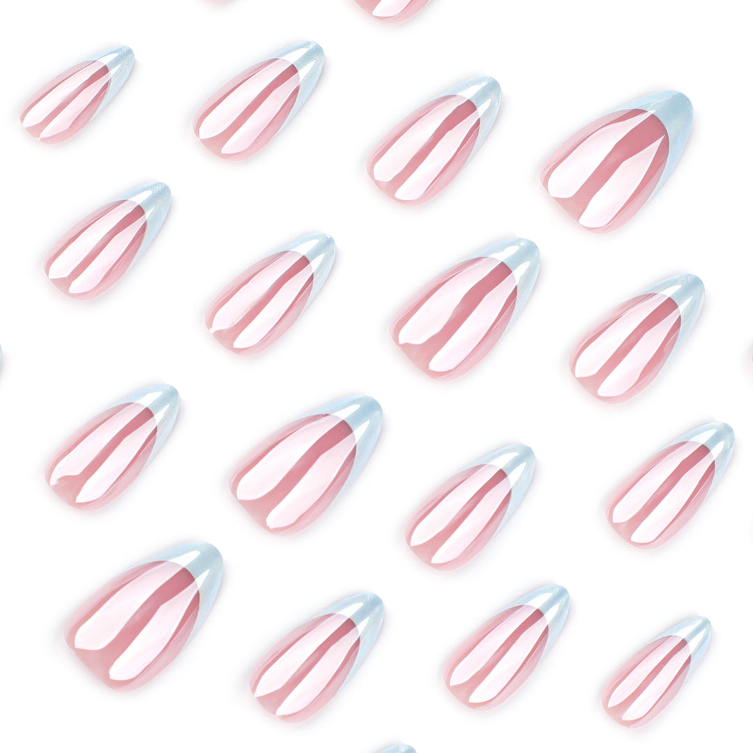 Elegant stiletto nails with high-gloss French tip design Kalsten