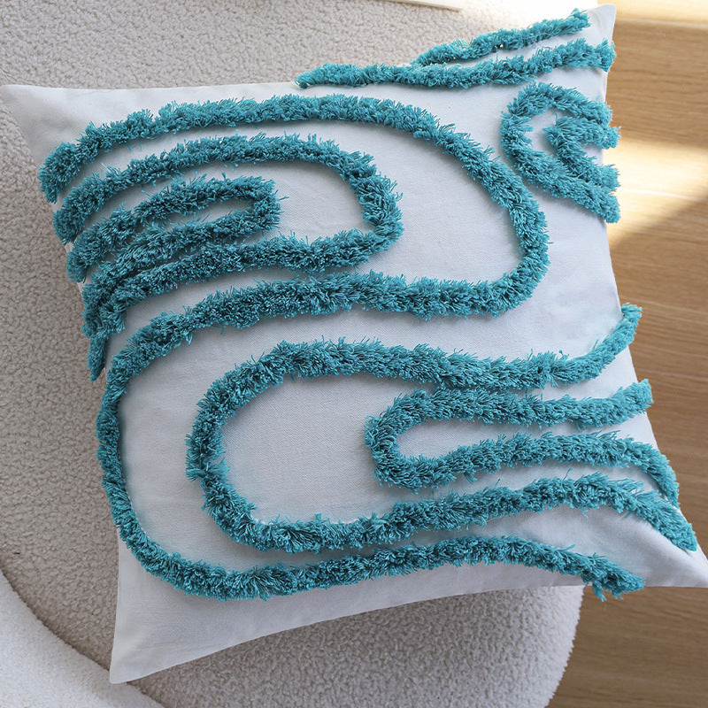 Square decorative cushion with chenille relief and structured application Kalsten