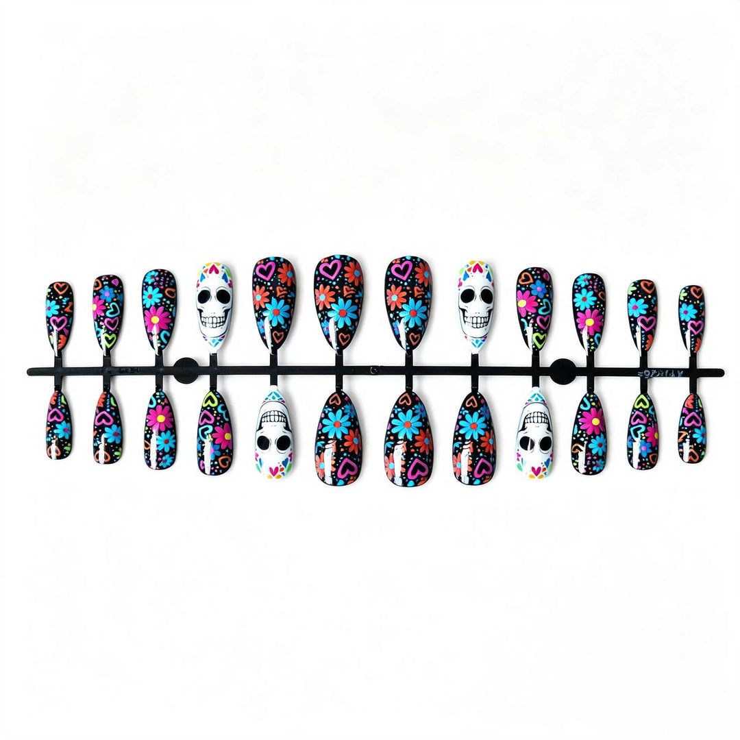Artistic Skull and Flower Nail Art Kit