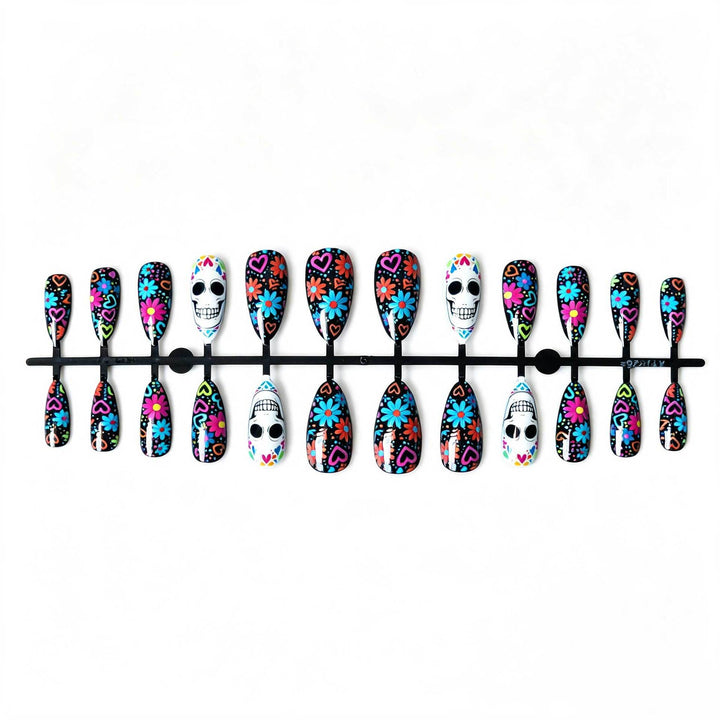 Artistic Skull and Flower Nail Art Kit