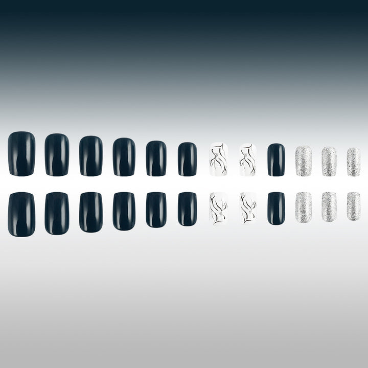 Elegant Marble and Glitter Press-On Nails Kalsten