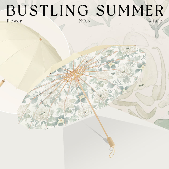 Women's elegant folding sun umbrella with floral design Kalsten