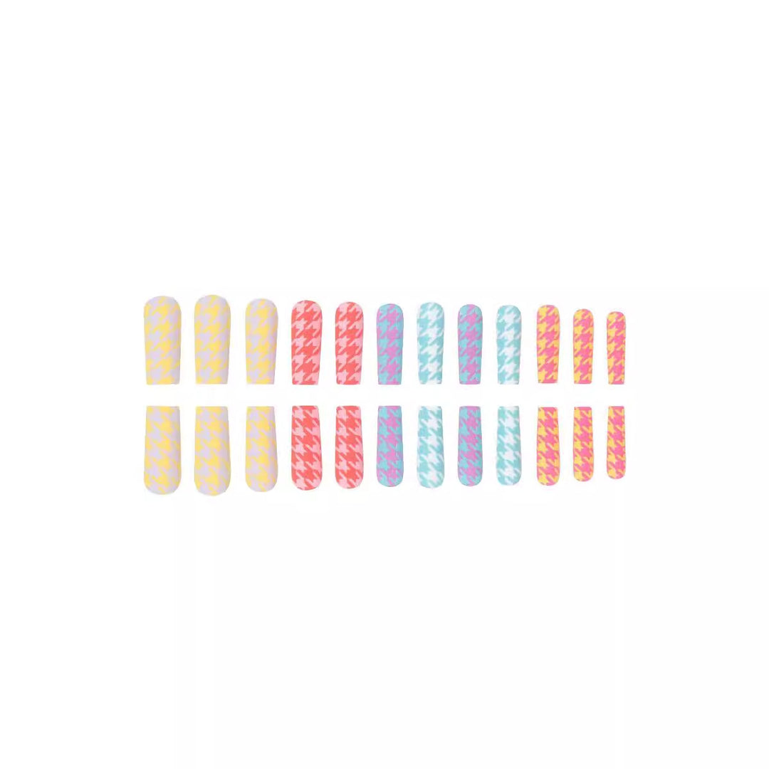 Fashionable houndstooth pattern artificial nail set Kalsten
