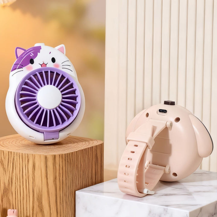 Women's Portable Hand Fan in Playful Dog Design Kalsten