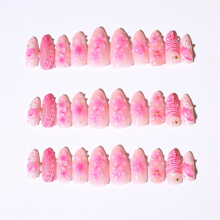 Artistic 3D Floral Press-On Nail Design