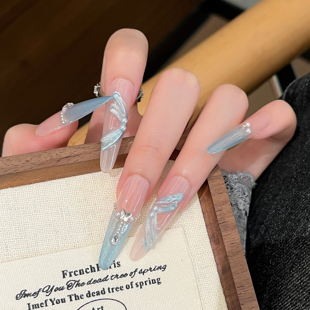 Decorative 3D Crystal-Embellished Nail Art Extensions Kalsten