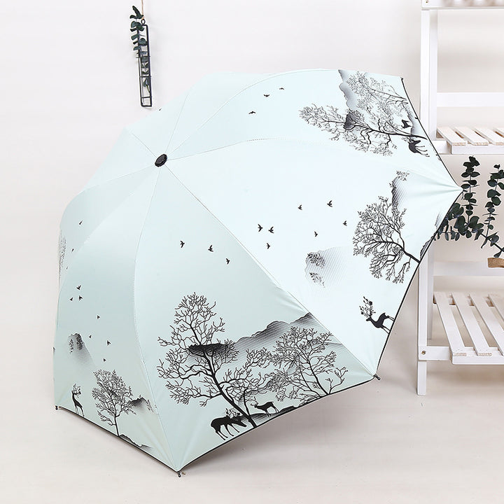 Ladies Foldable Umbrella with Artistic Nature Design Kalsten
