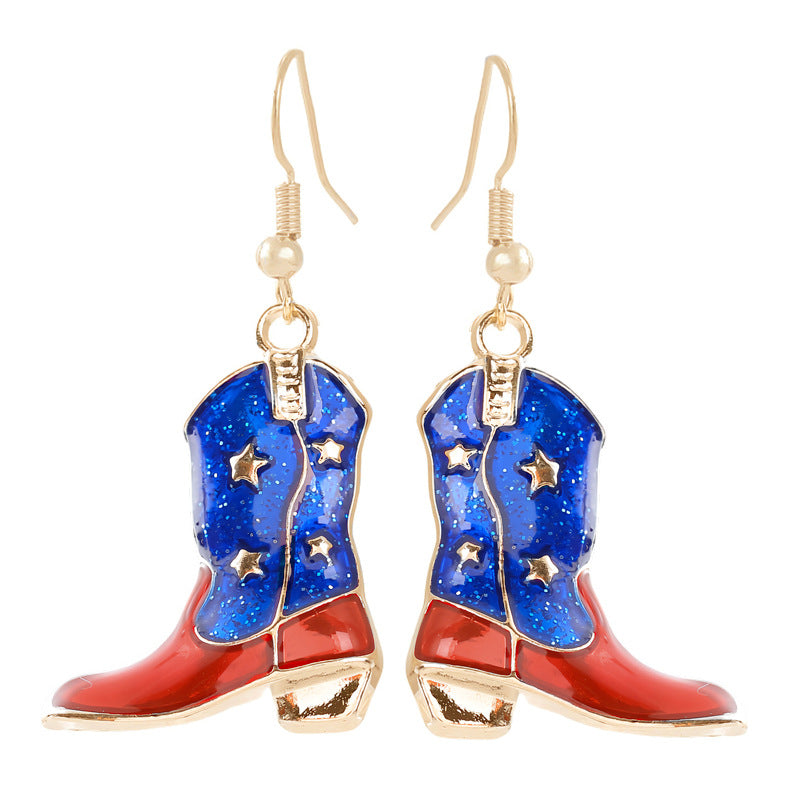 Women's nan patriotic horseshoe enamel dangle earrings with star-accented design and fishhook findings Kalsten
