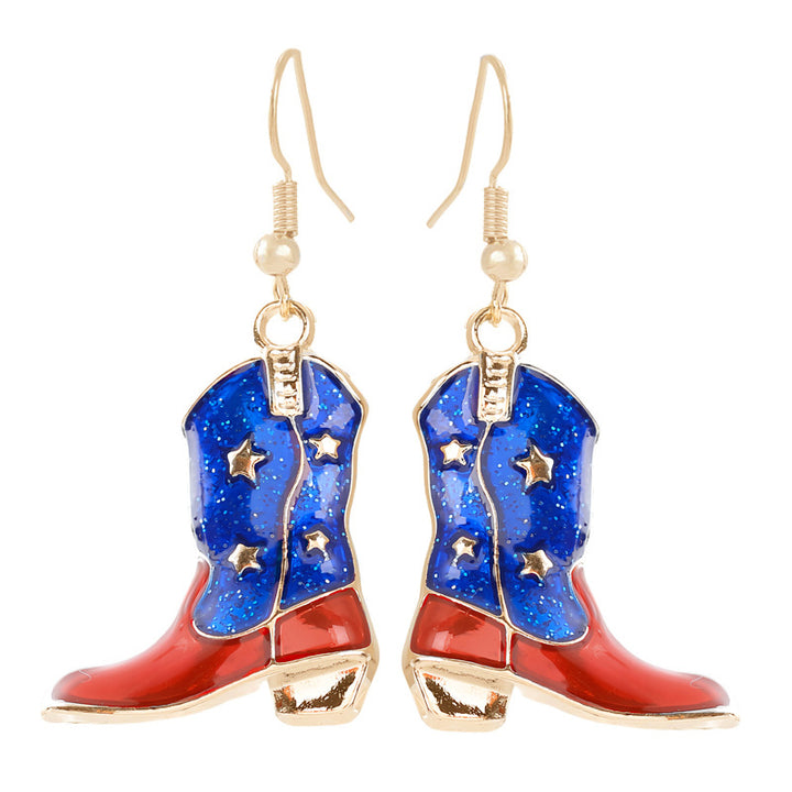 Women's nan patriotic horseshoe enamel dangle earrings with star-accented design and fishhook findings Kalsten