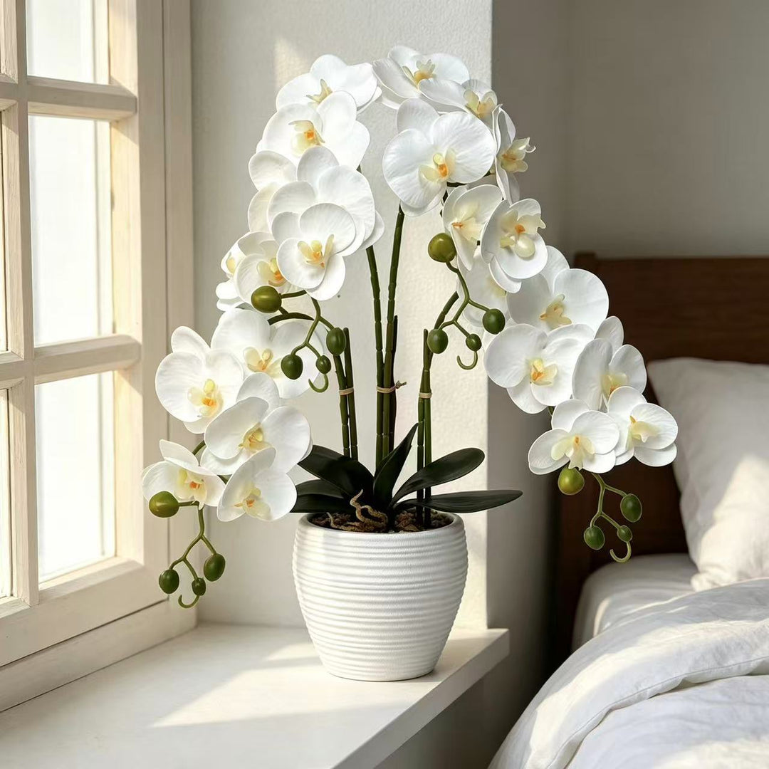 Decorative Artificial Orchid Arrangement for Indoor Decor Display