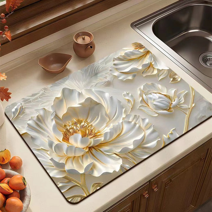 Modern Leaf-Pattern Kitchen Mat