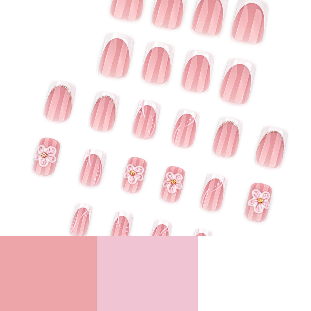 Artful Nail Extensions with Flower Design Kalsten