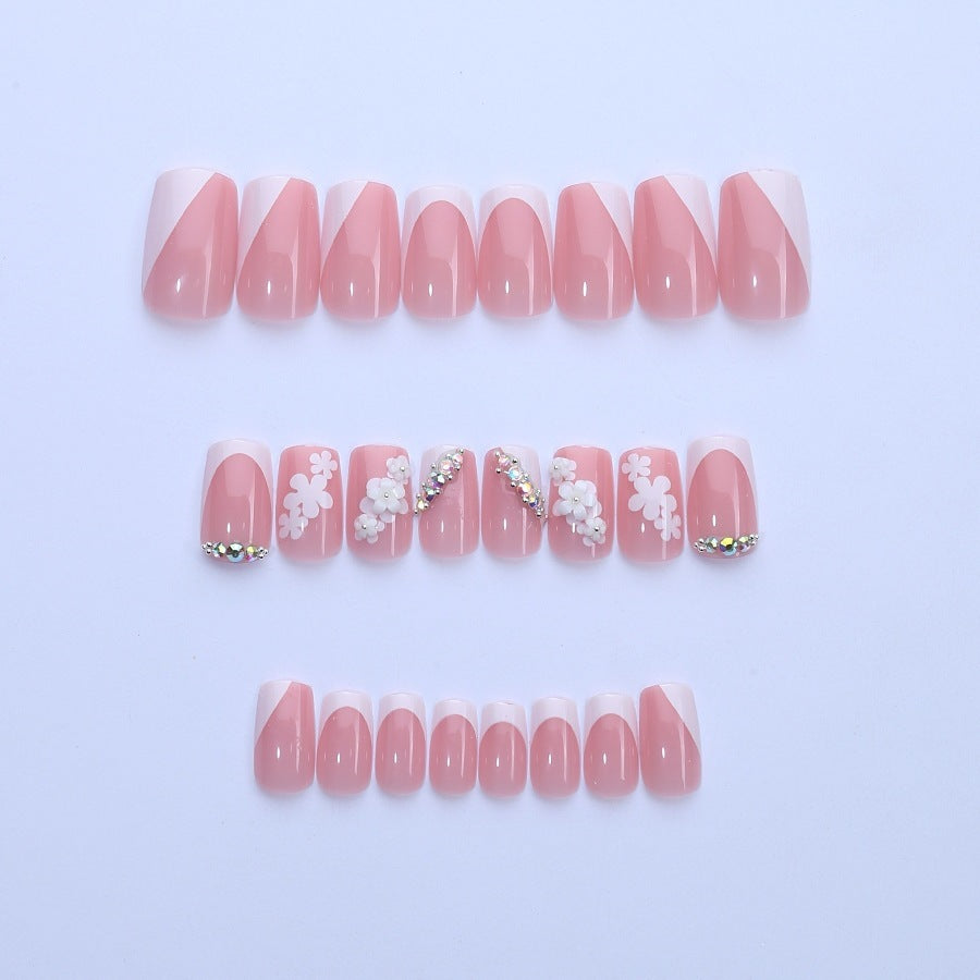 Artificial nail set with flower and glitter details Kalsten